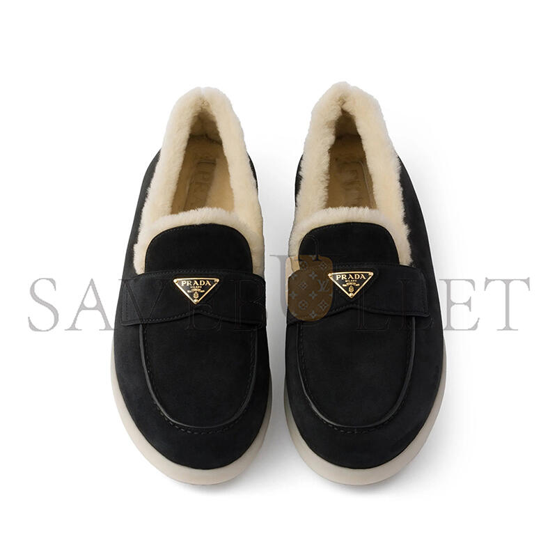 Pra*a suede and wool loafers